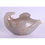 A CHINESE CARVED MINIATURE AGATE TEAPOT AND COVER 20th Century, of naturalistic form. 8.5 cm x 4.5