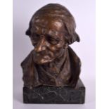 AN UNUSUAL EARLY 20TH CENTURY EUROPEAN BUST OF AN ELDERLEY MALE signed H Miller, upon a veined