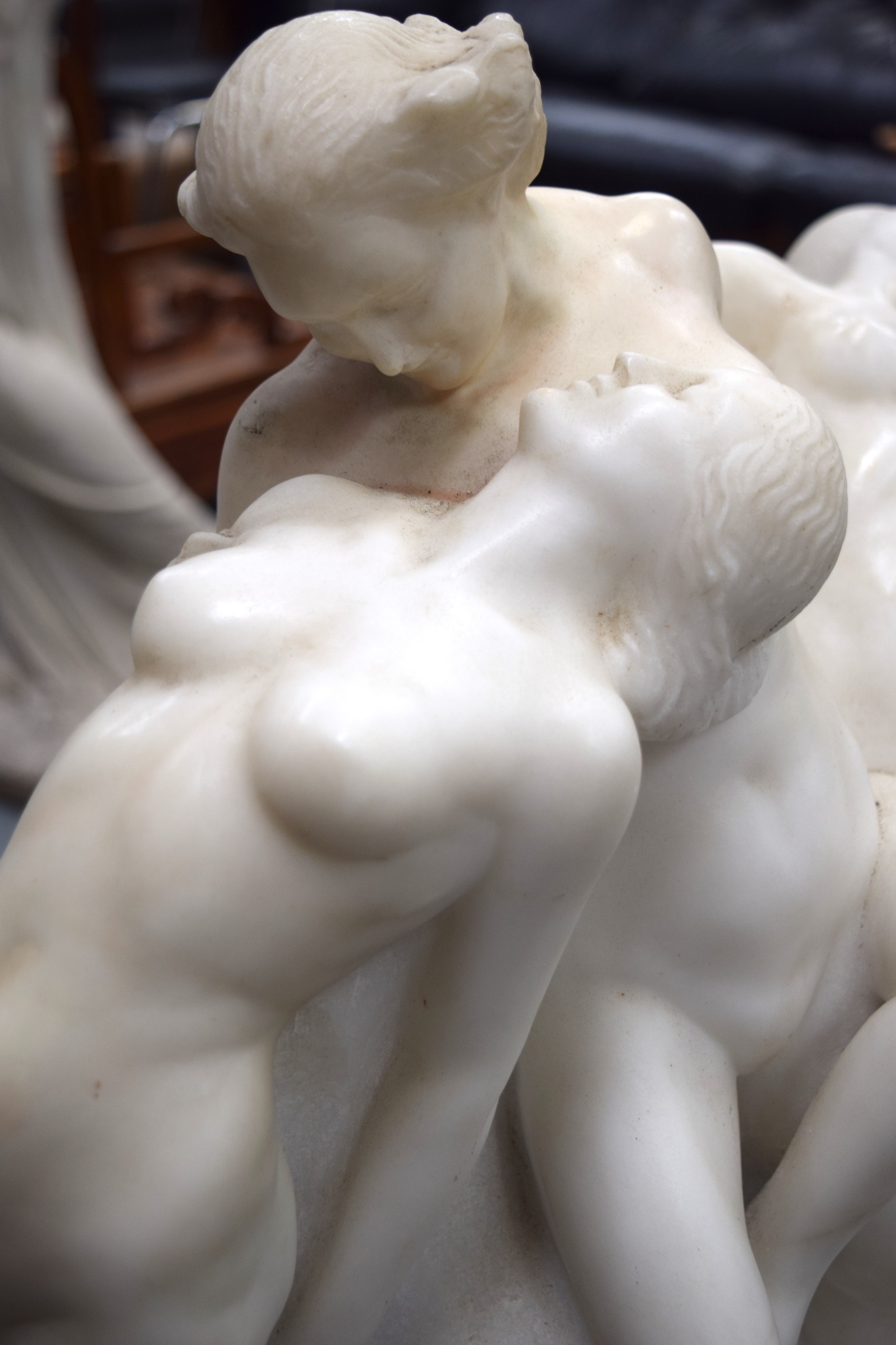A LARGE ART NOUVEAU BELGIAN CARVED MARBLE FIGURAL GROUP by Joseph Witterwulghe (1883-1967), formed - Image 7 of 7