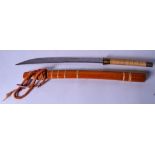 A MID 20TH CENTURY JAPANESE SWORD, with wooden scabbard and wicker type bound handle. 62 cm long.