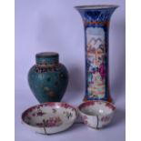 AN 18TH CENTURY CHINESE MANDARIN EXPORT PORCELAIN VASE, together with an imitation cloisonne vase,