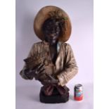 A GOOD LARGE 19TH CENTURY AUSTRIAN TERRACOTTA FIGURE OF AN ETHNIC MALE Attributed to Goldscheider,