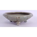 A CHINESE MING DUNASTY LONGQUAN TRIGRAM POTTERY CENSER C1600. 19 cm wide.