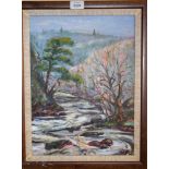 ENGLISH SCHOOL (20th Century), framed oil on canvas, impressionist river landscape, signed "Hudson".