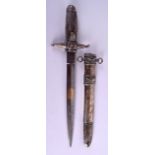 A 1920S HUNGARIAN AIR FORCE SILVER PLATE AND ENAMEL DAGGER with engraved blade. 34 cm long.