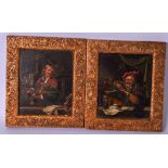 EUROPEAN SCHOOL, framed pair oil on tin, a male playing a violin, together with another. 19.5 cm x