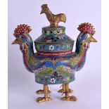 AN EARLY 20TH CENTURY CHINESE CLOISONNE ENAMEL CENSER AND COVER bearing Ming marks to base, formed