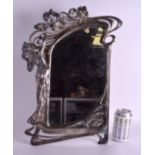 A STYLISH ART NOUVEAU GERMAN SILVER PLATED STRUT MIRROR Attributed to WMF, formed as a neo classical