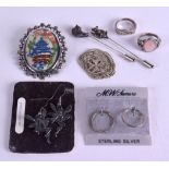 A PAIR OF VINTAGE SILVER FAIRY EARRINGS together with silver rings etc. (10)