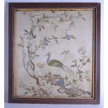 A LATE 19TH CENTURY CHINESE SILKWORK PANEL Qing, depicting a bird of paradise within an extensive