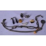 A SMALL GROUP OF JEWELLERY, earrings, badge etc. (qty)