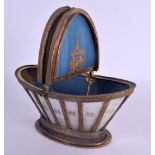 A LOVELY MID 19TH CENTURY FRENCH PALAIS ROYALE OVAL BOX inset with panels of mother of pearl