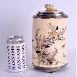 A FINE 19TH CENTURY JAPANESE MEIJI PERIOD SHIBAYMA IVORY VASE AND COVER with silver mounts,