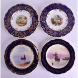 A PAIR OF EARLY 20TH CENTURY COALPORT MARITIME PLATES painted with boating scenes, together with