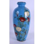 AN EARLY 20TH CENTURY JAPANESE MEIJI PERIOD CLOISONNE ENAMEL VASE decorated with extensive