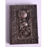 A RARE 19TH CENTURY CHINESE EXPORT SILVER FIGILIREE CARD CASE decorated with dragons amongst