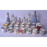 A LARGE QUANTITY OF COLLECTORS MUGS, together with a quantity of porcelain figurines. (qty)