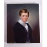 A MID 19TH CENTURY ENGLISH PORCELAIN PAINTED PLAQUE by John Simpson C1844, depicting a young boy