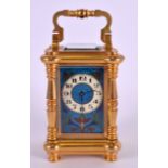 A LOVELY LATE 19TH CENTURY MINIATURE FRENCH BRONZE AND ENAMEL CARRIAGE CLOCK by C Fontana 56