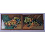 A PAIR OF WATERCOLOURS BY ROYAL WORCESTER ARTIST R BEVINGTON, still life study of fruit, signed &