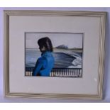 DAVID STUBBS (20th century), framed mixed media, signed, "Bamburgh Castle", label verso. 20 cm x