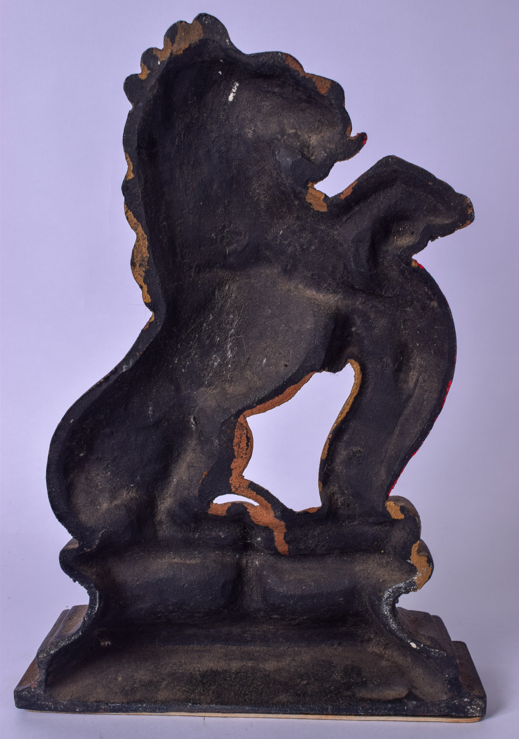 A CAST IRON DOORSTOP IN THE FORM OF A LION, modelled with its paws raised. 36 cm x 25 cm. - Image 3 of 3