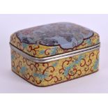 A LOVELY LATE 19TH CENTURY JAPANESE MEIJI PERIOD SILVER CLOISONNE ENAMEL BOX AND COVER in the manner