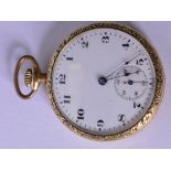 A GOLD FILLED SWISS POCKET WATCH, "Nidor Swiss Times W.Co", with white dial. 4.1 cm wide.