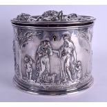 A MID VICTORIAN ELECTRO FORMED SILVER PLATED BISCUIT BARREL AND COVER Attributed to Elkington &