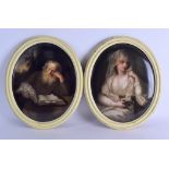 A GOOD LARGE PAIR OF 19TH CENTURY KPM BERLIN PORCELAIN PLAQUES one painted with an elderly