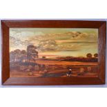 ENGLISH SCHOOL (Early 20th century), framed oil on canvas, cornfield landscape at dusk, signed C H