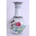 A CHINESE REPUBLICAN PERIOD FAMILLE ROSE VASE decorated with flowers and birds. 24 cm high.