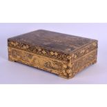 A RARE LARGE 19TH CENTURY JAPANESE KOMAI KYOTO BRASS BOX wonderfully decorated with temples within