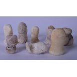 A GROUP OF 8 CARVED STONE ANTIQUITIES, of varying form. Largest 4.1 cm.