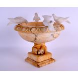 A LATE 19TH CENTURY ITALIAN CARVED ALABASTER GRAND TOUR FOUNTAIN surmounted with doves over an