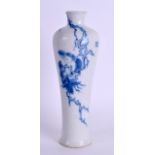 A CHINESE BLUE AND WHITE BALUSTER PORCELAIN VASE possibly Republican period, painted with birds
