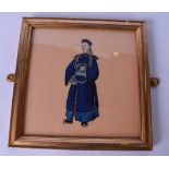 AN EARLY 20TH CENTURY CHINESE PITH PAINTING, depicting a standing male. 15.5 cm x 16 cm.