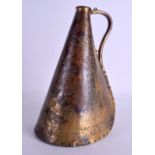 A TURKISH OTTOMAN TYPE COPPER WATER FLASK probably 17th century, engraved with leaves, vines and