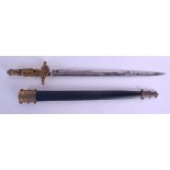 A FINE MID 19TH CENTURY FRENCH PRESENTATION SWORD with partial gilt and silvered hilt, formed with