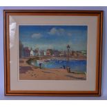 ARTHUR ELLWOOD MARTIN (1924-2008), framed oil on board, signed, impressionist beach scene. 31 cm x