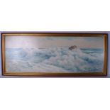 ERNEST STUART (1889-1915), framed watercolour, seascape depicting crashing waves, signed. 37 cm x