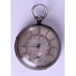 AN ANTIQUE SILVER JOHN FORREST SILVER FUSEEE POCKET WATCH with engraved dial. 5 cm diameter.