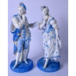 A LARGE PAIR OF SEVRES STYLE PORCELAIN FIGURINES, in the form of a standing male, together with a