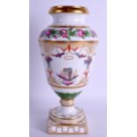 AN EARLY 19TH CENTURY EUROPEAN PORCELAIN VASE painted with rows of roses within scrolling gilt