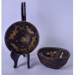 A PAIR OF AFRICAN CARVED WOODEN OFFERING BOWLS, decorated internally with animals and precious