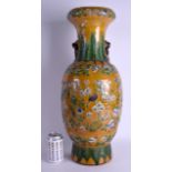 A VERY LARGE 19TH CENTURY CHINESE SANCAI GLAZED STONEWARE VASE in the manner of Wang Bing Rong,