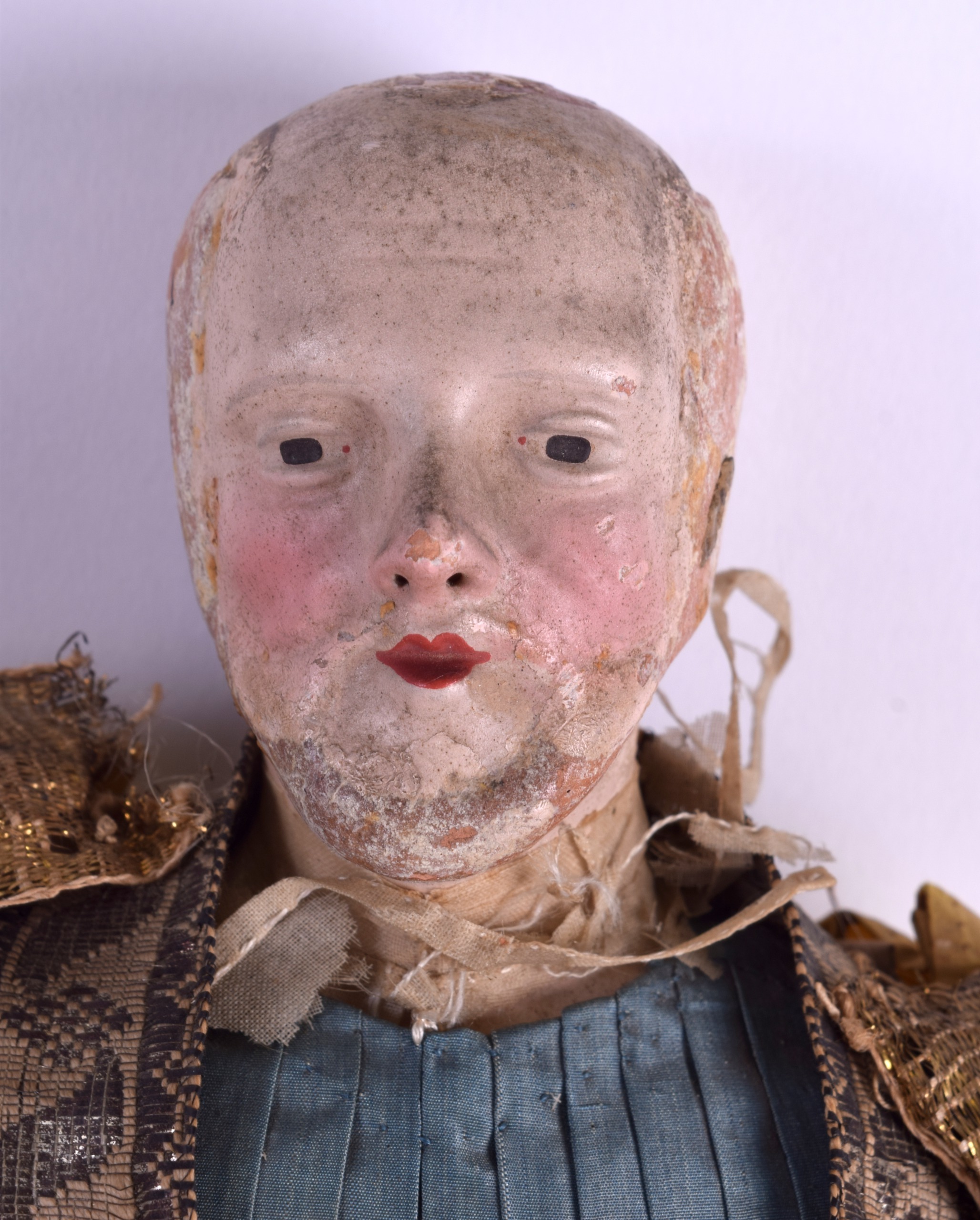 A FINE AND RARE MID 18TH CENTURY EUROPEAN WOODEN DOLL modelled in original clothing, the male with - Image 2 of 13