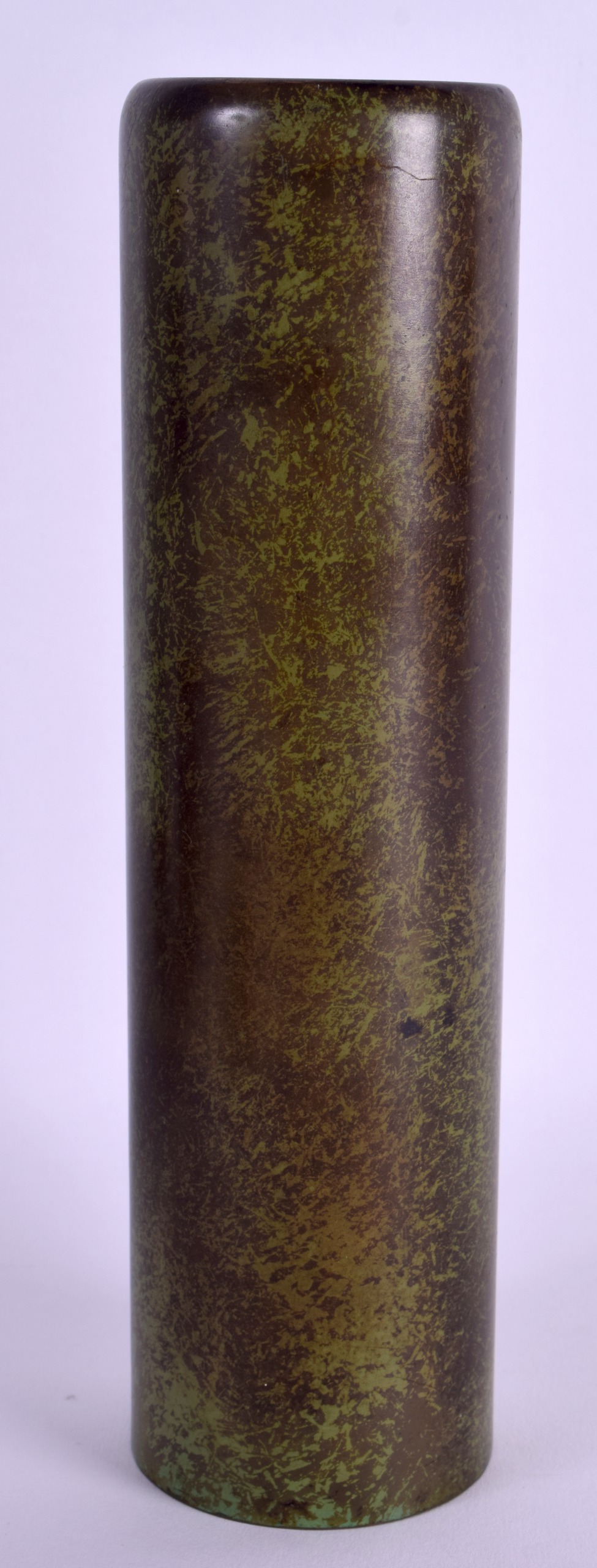 A STYLISH DANISH SILVER AND BRONZE CYLINDRICAL VASE decorated with flowers. 24 cm high. - Image 2 of 4