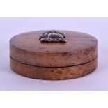 A 19TH CENTURY CONTINENTAL SILVER AND BURR WOOD SNUFF BOX together with an unusual Victorian '