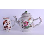 A MID 18TH CENTURY CHINESE EXPORT FAMILLE ROSE TEAPOT AND COVER together with a Qianlong Sparrow